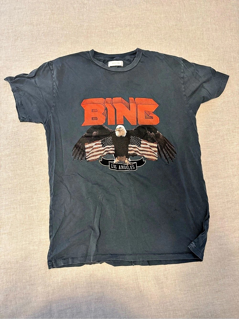 Anine Bing Lili Eagle Tee Graphic Tee Black & Orange Medium
